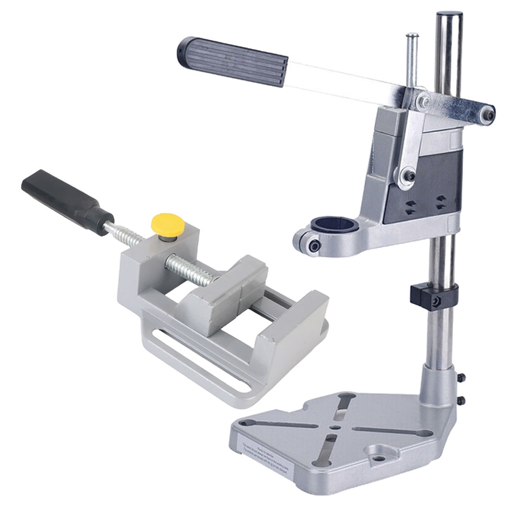 Upgraded Drill Press Stand Tool Work station Mountable Stand with Bench Flat Vise clamp for Electric Hand Drill DSFV2029 (Drill Stand & Vice clamp Combo)