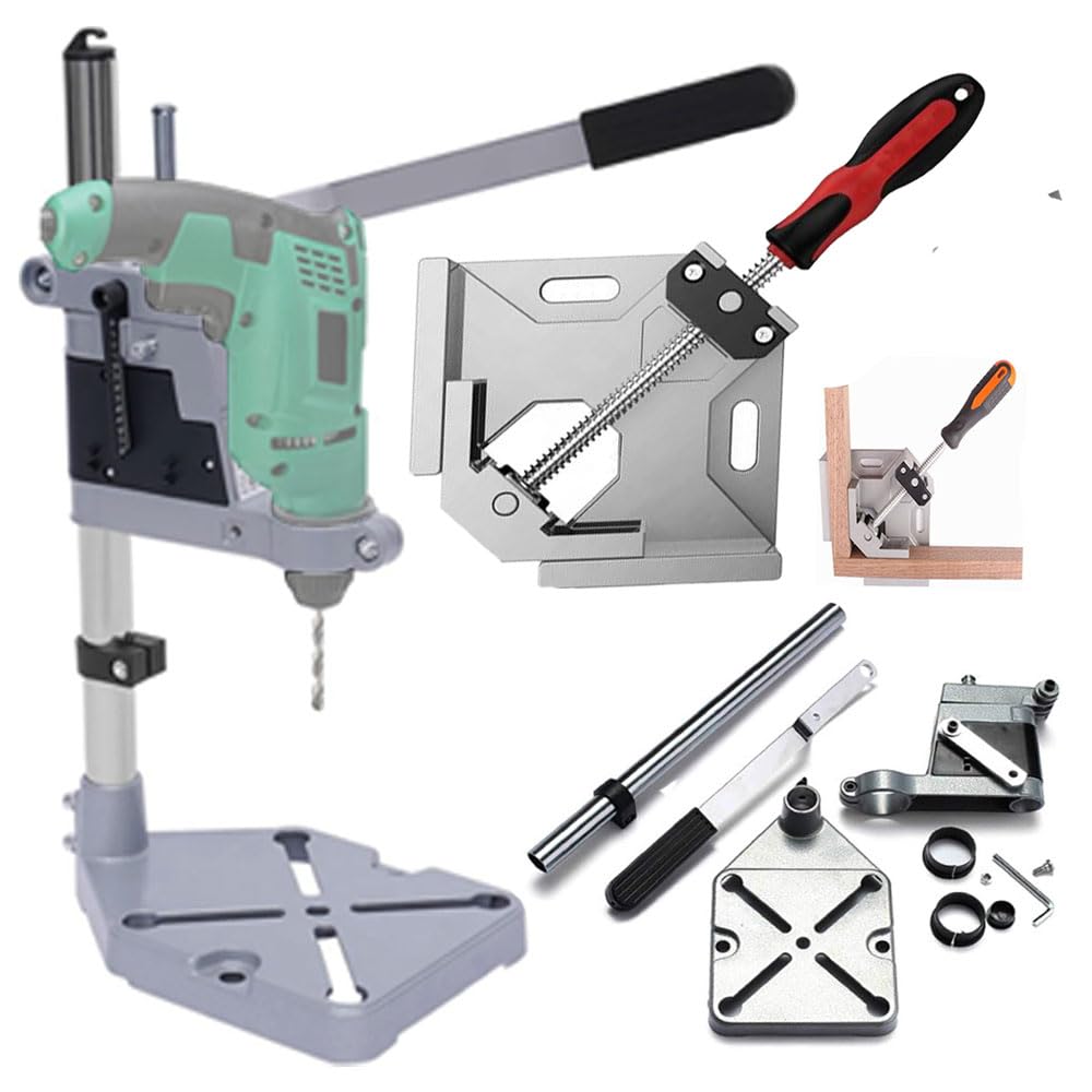 MLD Havy Duty Drill Stand 400mm With Combo 90 Degree Right Angle Corner Clamp | Drill Machine not including SCA-503 (Multicolor,Aluminum)