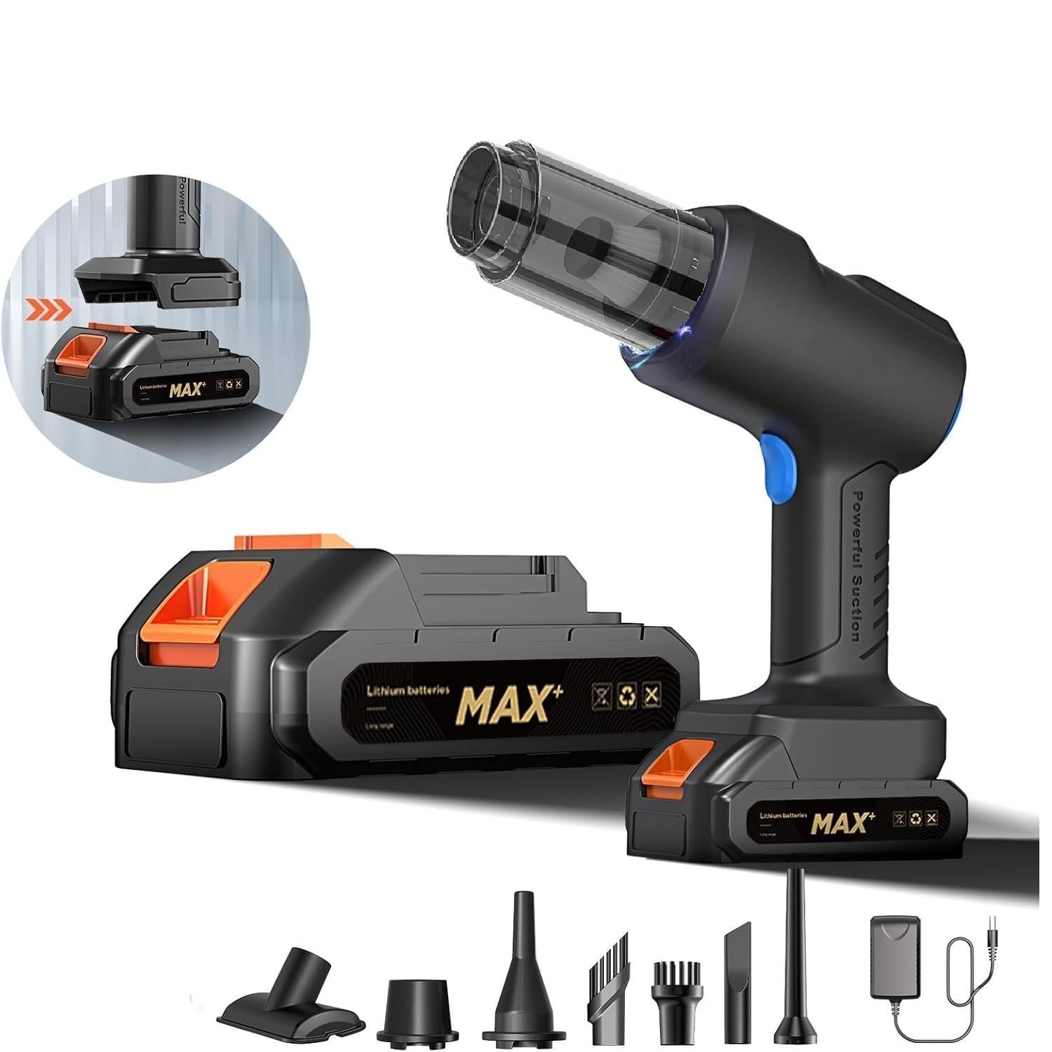 WIRELESS VACUUM, Portable Car Vacuum Cleaner with Blower | USB Rechargeable Cordless Handheld Vacuum Cleaner for Car, Home & Travel | Lightweight & Powerful Suction