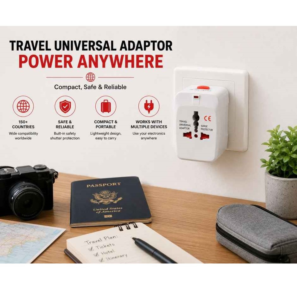 Smart All in One International Adapter with Two USB Charging Port Universal Travel Adapter with USB(EU US AUS NZ UK)