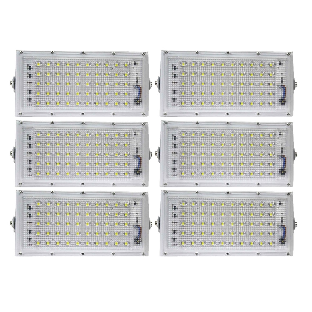 50watt LED watt Ultra Thin Slim IP66 IP6667/50 LED Flood Outdoor Light Cool White Waterproof-Pack of 6